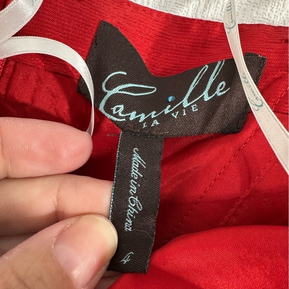 Camille La Vie strapless red high low formal gown size 4 - Picture 8 of 13